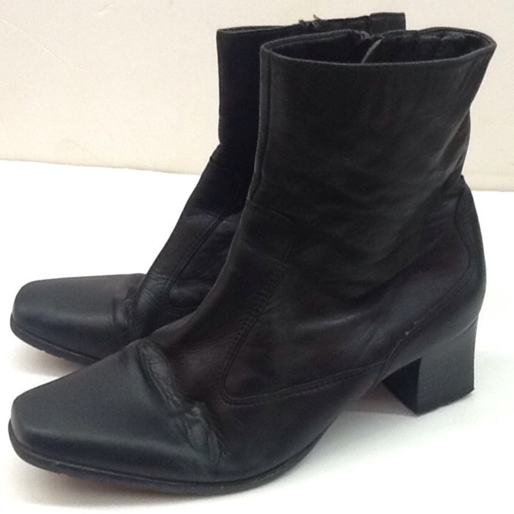 Luftpolster Black Leather Ankle Boots Size 5.5 UK